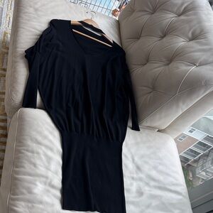Classic Black Long Sleeve Knit Dress